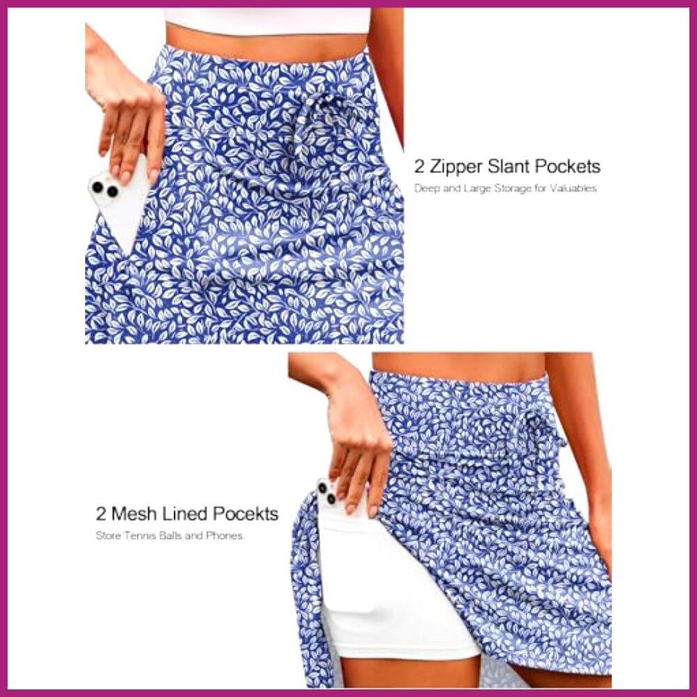 Polyester Athletic Skort With Pockets High Waiste… - image 4